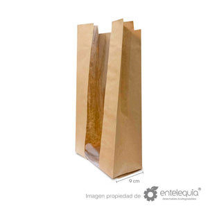 Bolsa de papel kraft con ventana para baguette