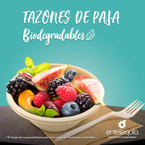 Tazón Paja de Trigo 24oz TP24 - Desechable Biodegradable Entelequia 500 pzas
