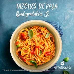 Tazón Paja de Trigo 32oz TP32 - Desechable Biodegradable Entelequia 500 pzas