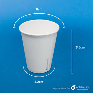 Vaso de Papel bebida caliente 8oz VCPLA8 - Desechables Biodegradables Entelequia®