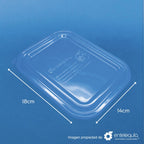 Tapa Compostable de PLA para Contenedor Rectangular 18 x 14 cm | Transparente