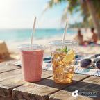 Kit Verano Refrescante para Bebidas Frías | 1,000 Vasos Reutilizables, Tapas y Popotes
