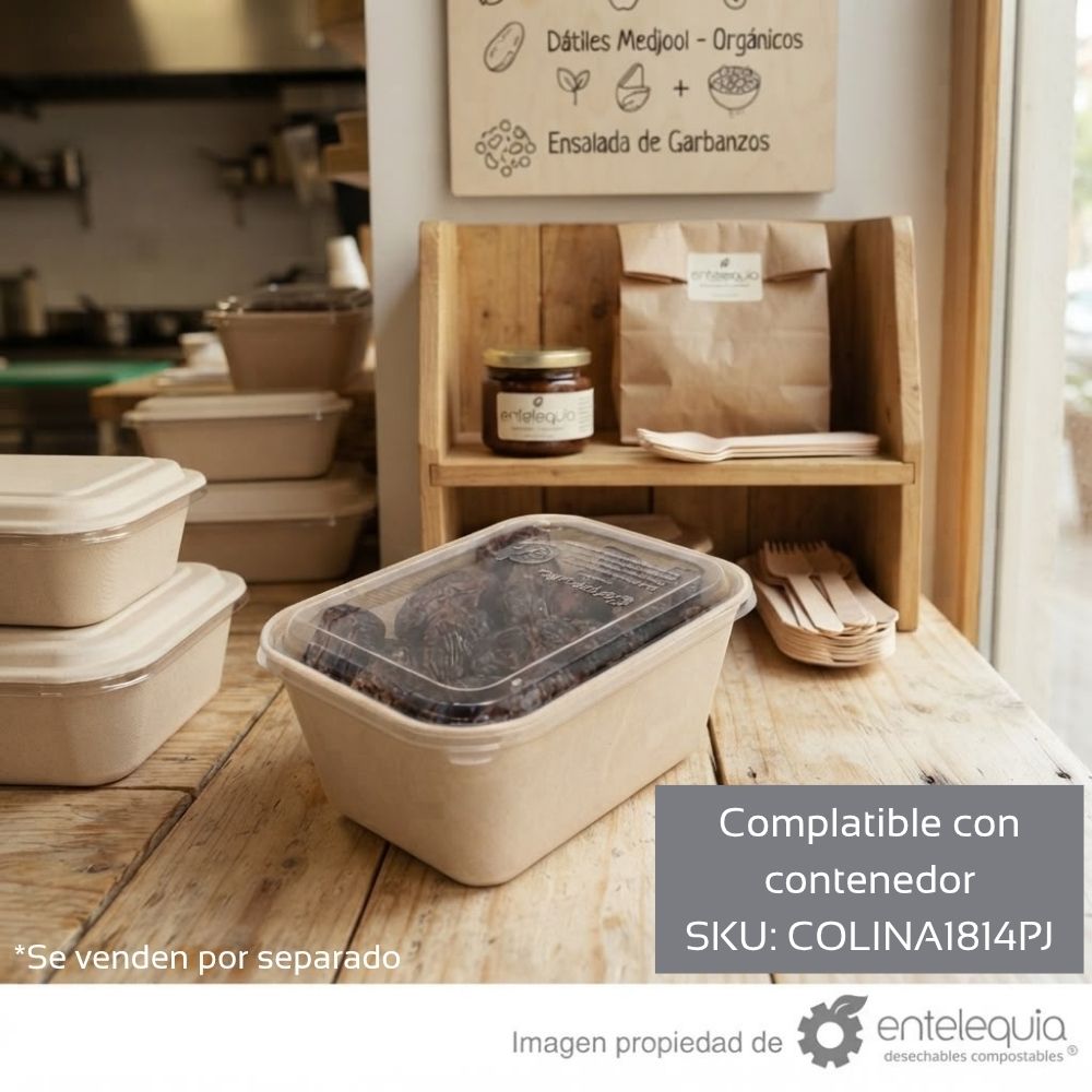 Tapa Compostable de PLA para Contenedor Rectangular 18 x 14 cm | Transparente