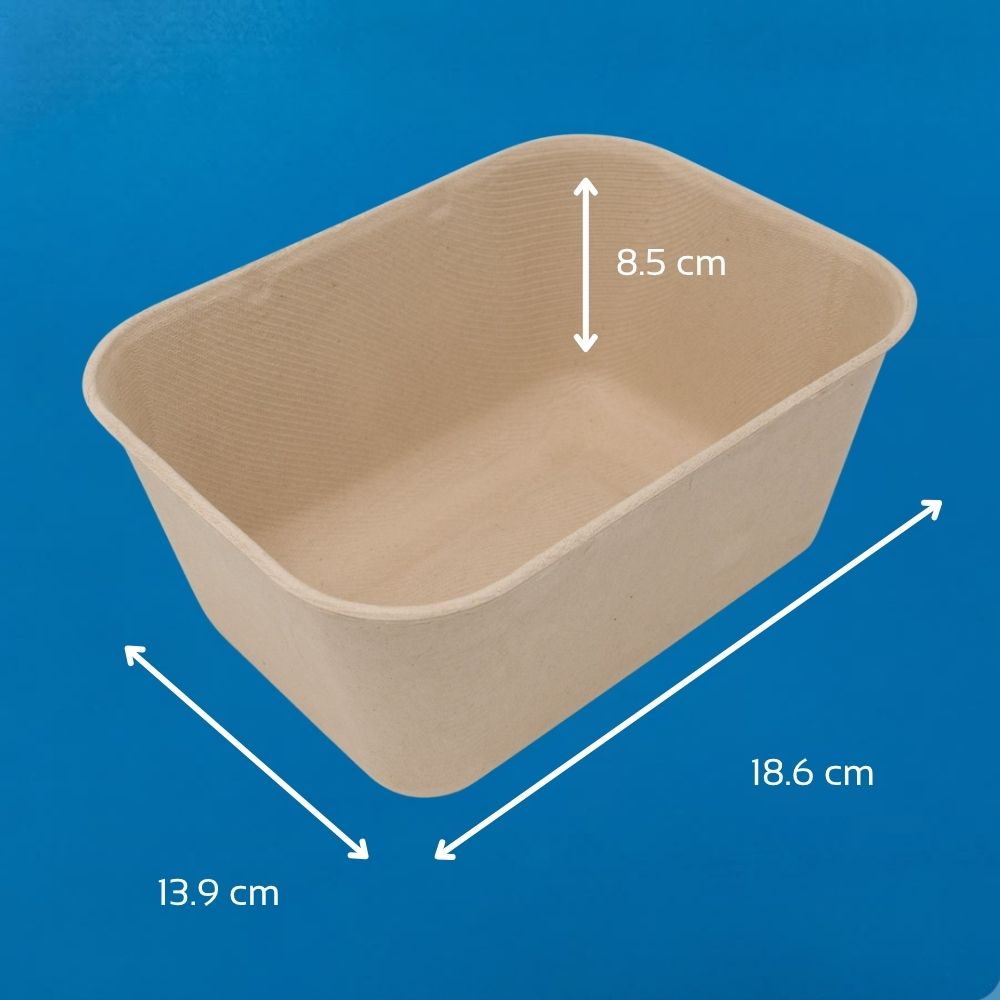 Contenedor Compostable de Paja de Trigo para Alimentos 18 x 14 cm