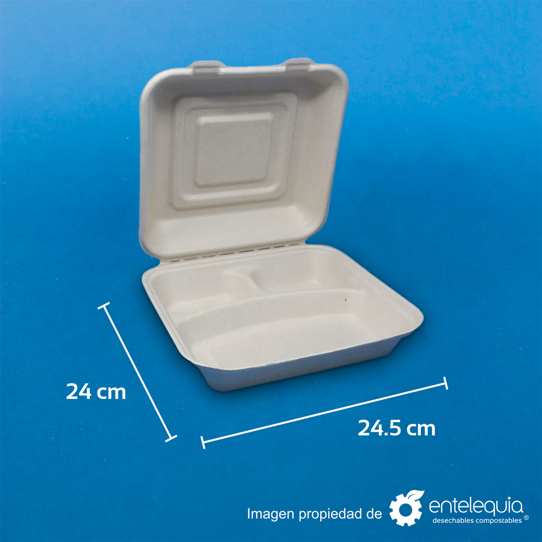 Almeja de 9x9" con 3 divisiones de paja de trigo