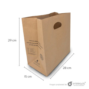 Bolsa de papel kraft con asa recortada (29x15+28 cm)