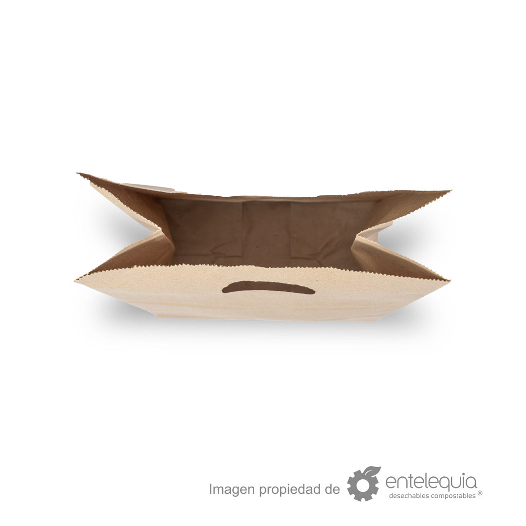 Bolsa de papel kraft con asa recortada (29x15+28 cm)