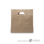 Bolsa de papel kraft con asa recortada (29x15+28 cm)