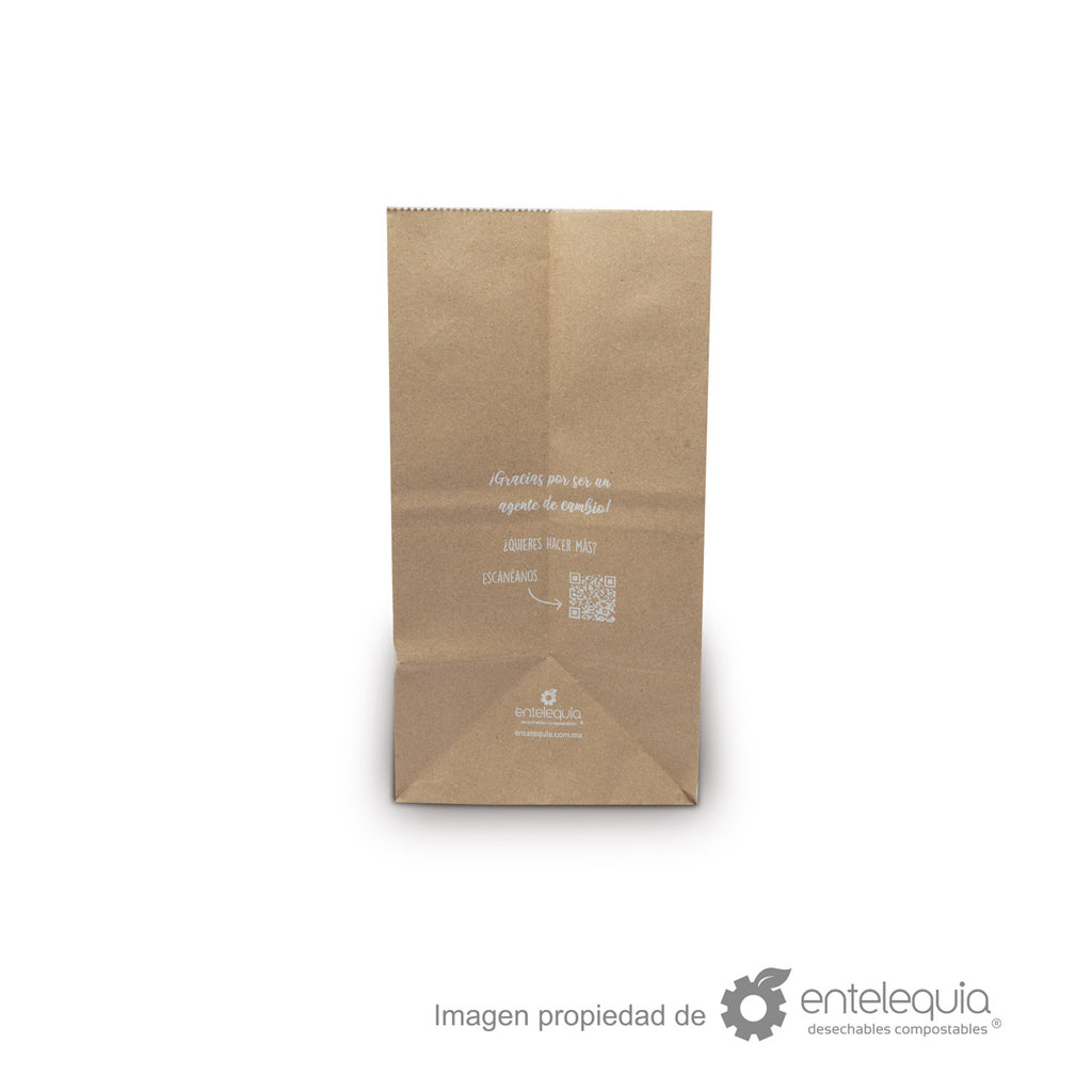 Bolsa de papel kraft con asa recortada (29x15+28 cm)