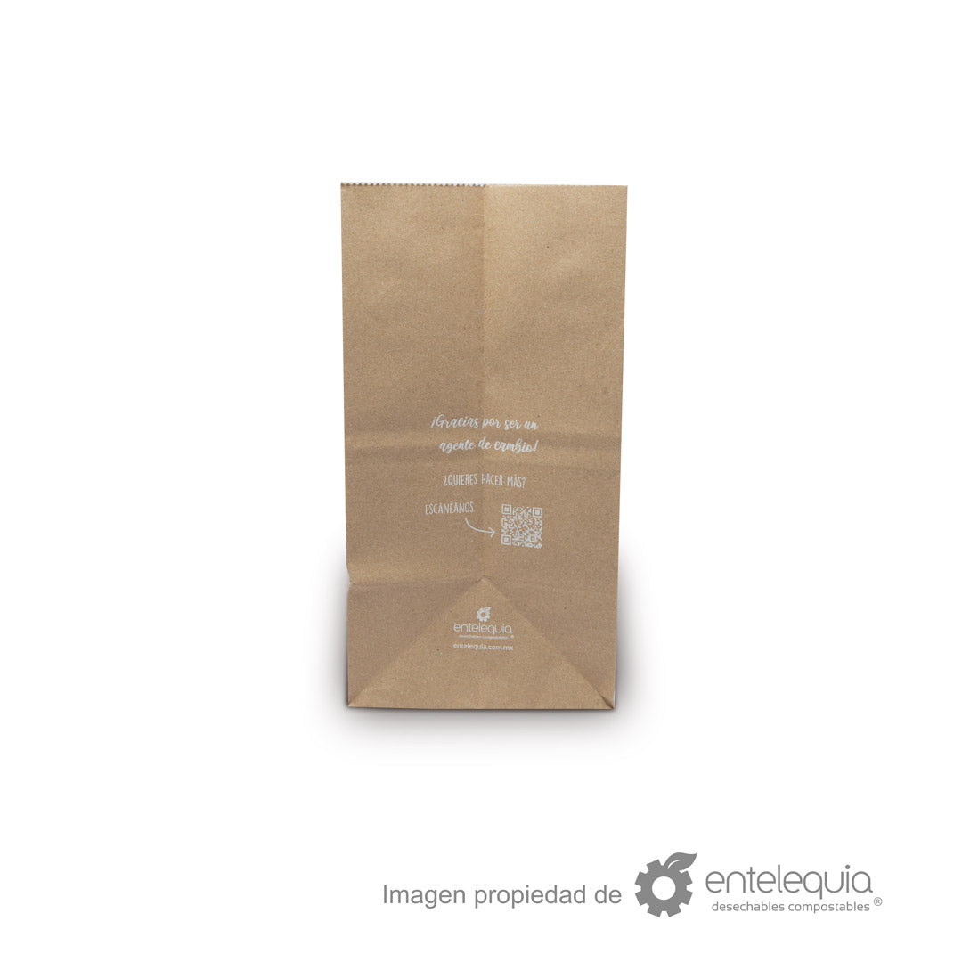 Bolsa de papel kraft con asa recortada (29x15+28 cm)
