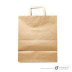 Bolsa biodegradable de papel kraft plana con asa plana (30cmx18cm+37cm)