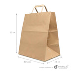Bolsa biodegradable de papel kraft plana con asa plana (30cmx18cm+37cm)