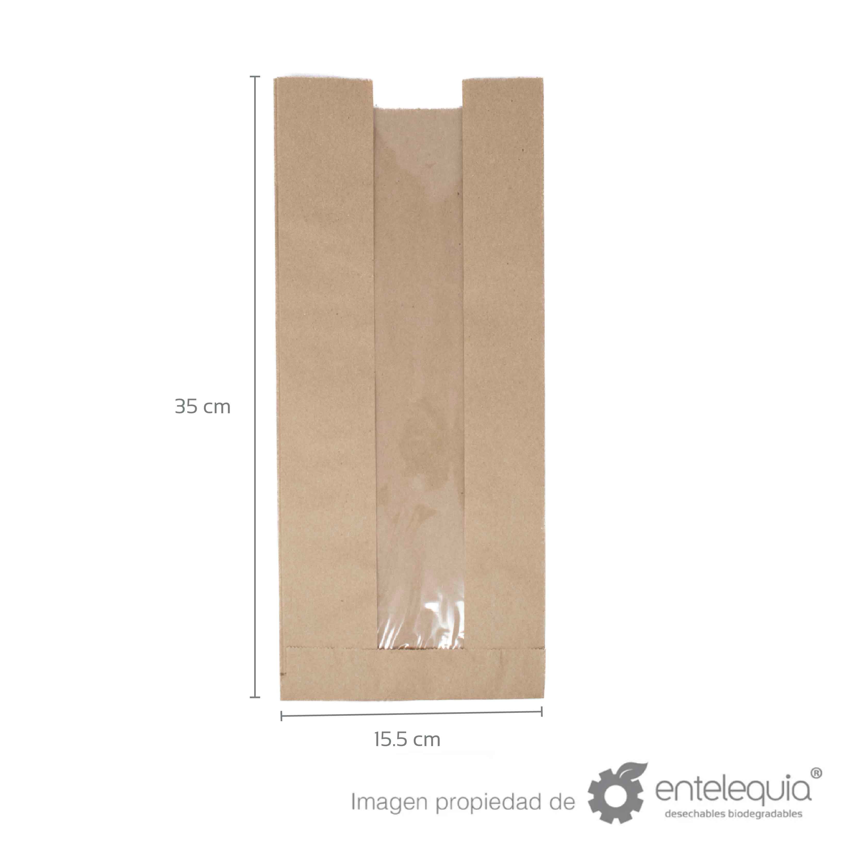 Bolsa de papel kraft con ventana para baguette