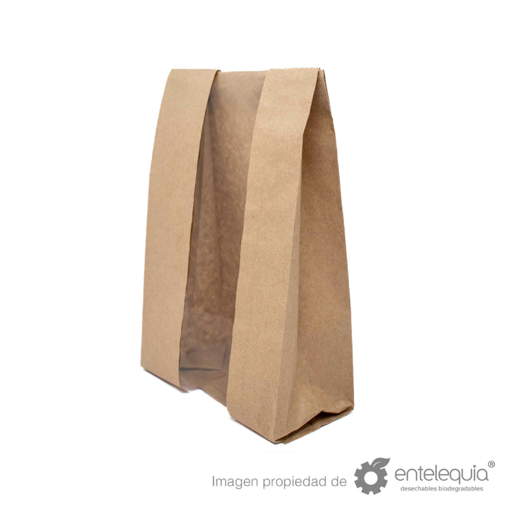 Bolsa de papel kraft con ventana para baguette
