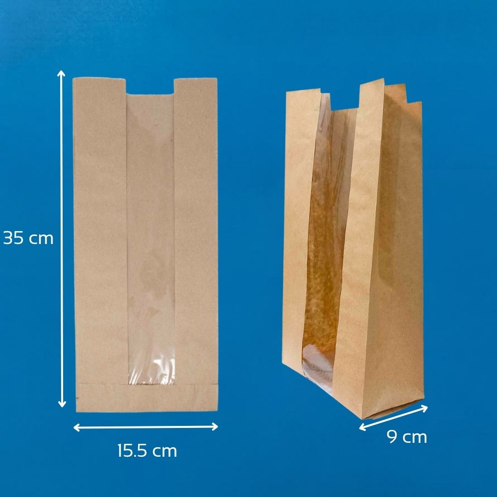 Bolsa Kraft Grande con Ventana | Biodegradable | 700 Piezas