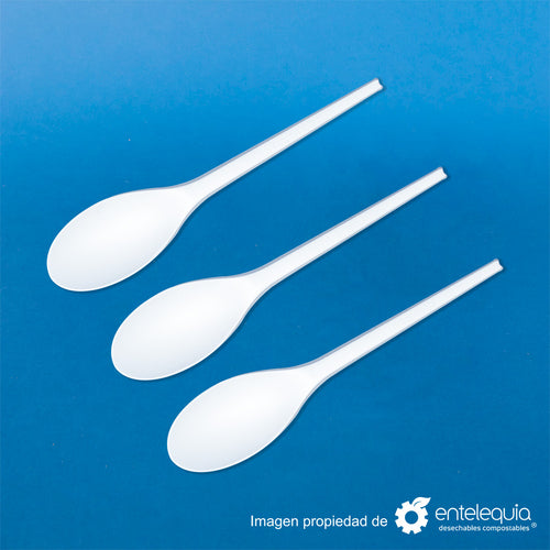 Cuchara biodegradable de 6.5" blanca de CPLA