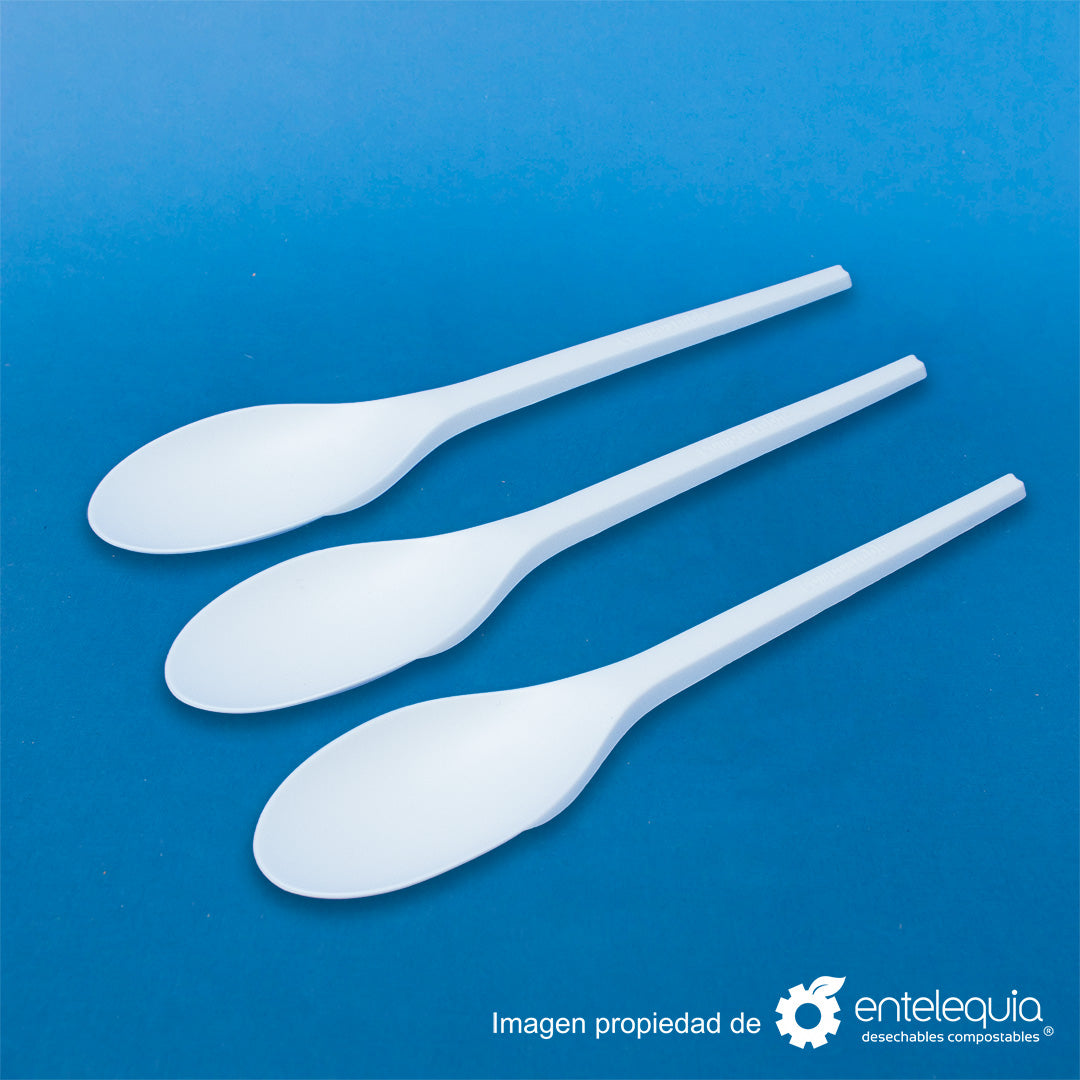 Cuchara biodegradable de 6.5" blanca de CPLA