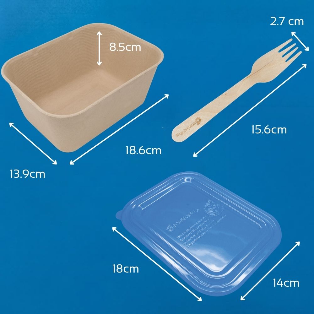 Kit para Ensaladas y Comida Saludable | Contenedores de Paja de Trigo y Tenedores de Madera