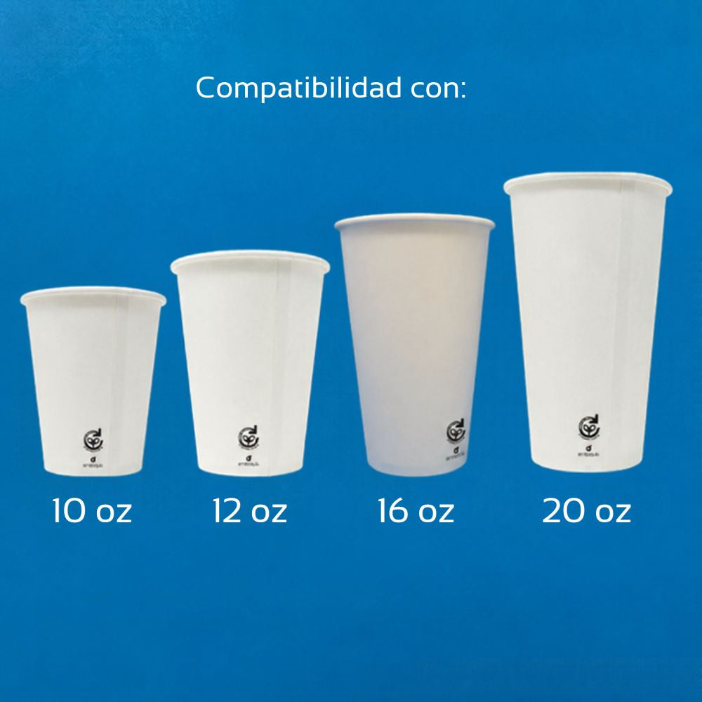 Tapa de PLA para Vasos de Bebidas Calientes 10 a 20 oz