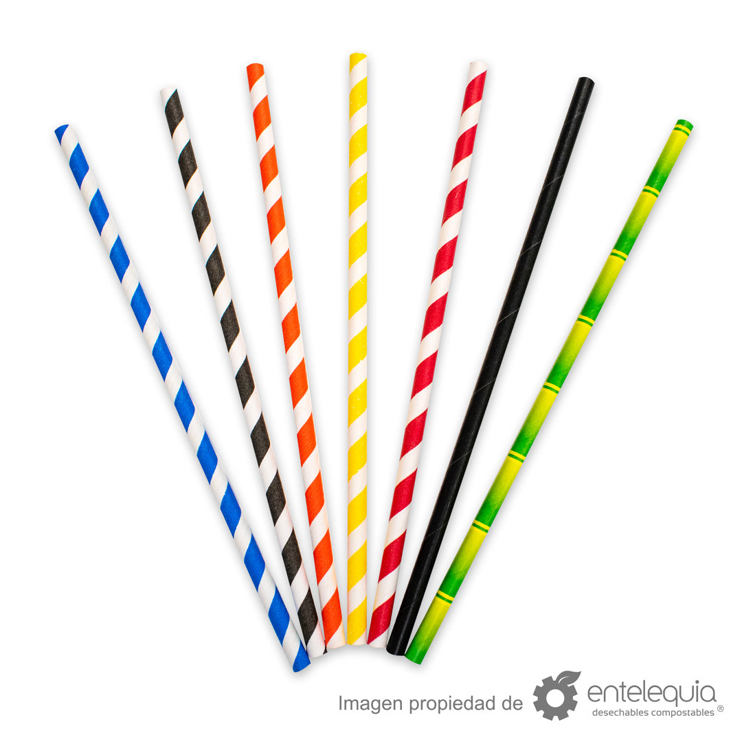 Popote de papel de 18cm de colores