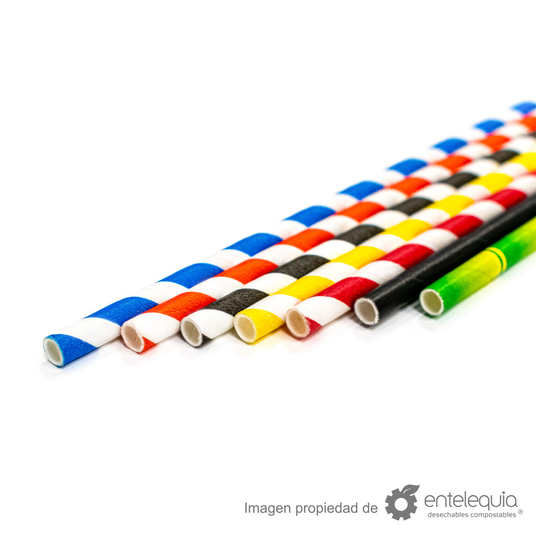 Popote de papel de 18cm de colores