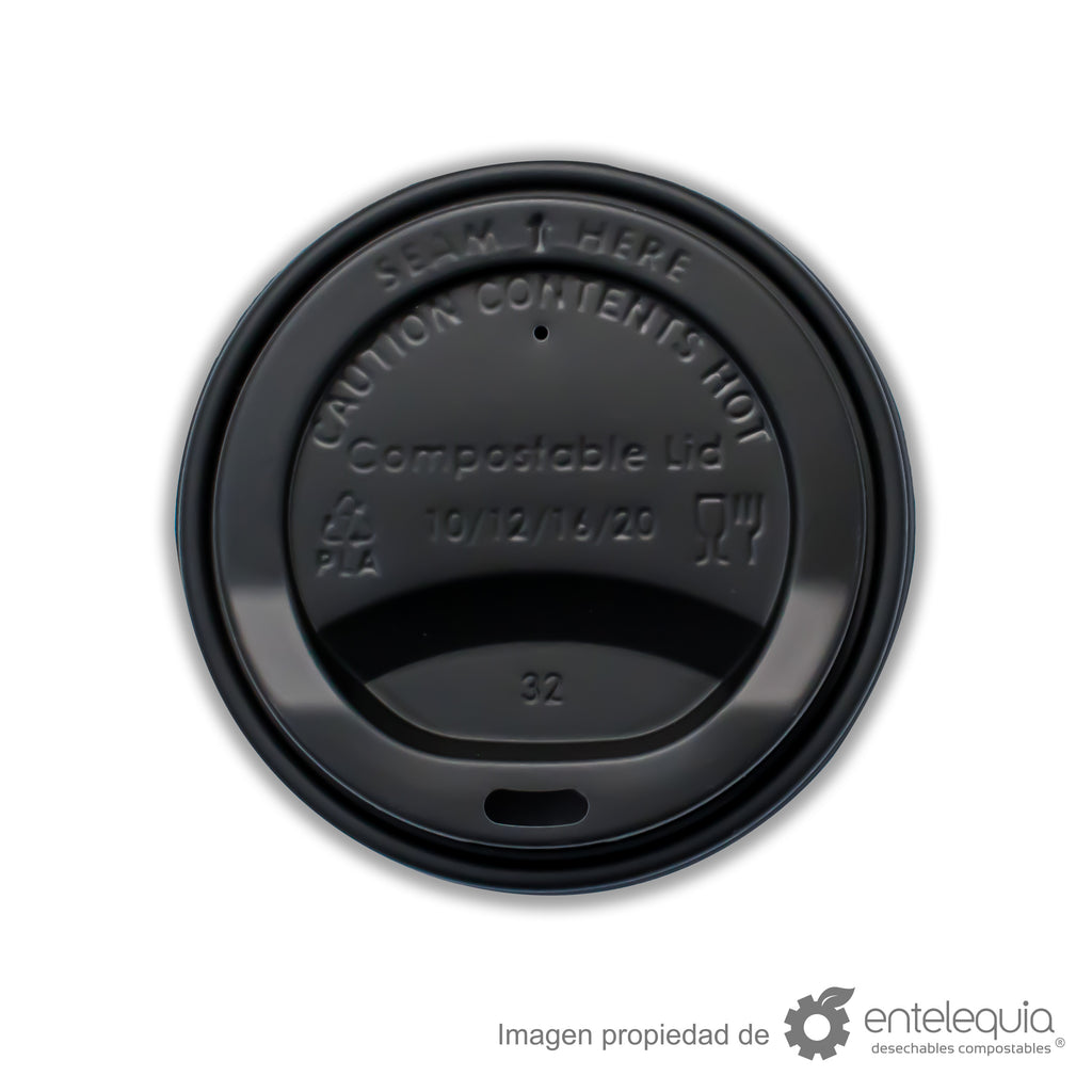 Tapa color negro de CPLA para vasos calientes de 10-20oz
