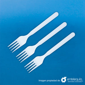 Tenedor biodegradable de 7" blanca de CPLA