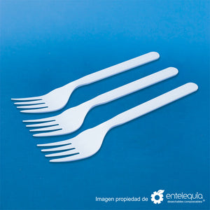 Tenedor biodegradable de 7" blanca de CPLA