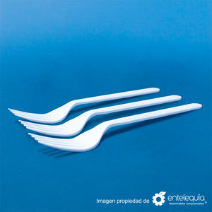 Tenedor biodegradable de 7" blanca de CPLA