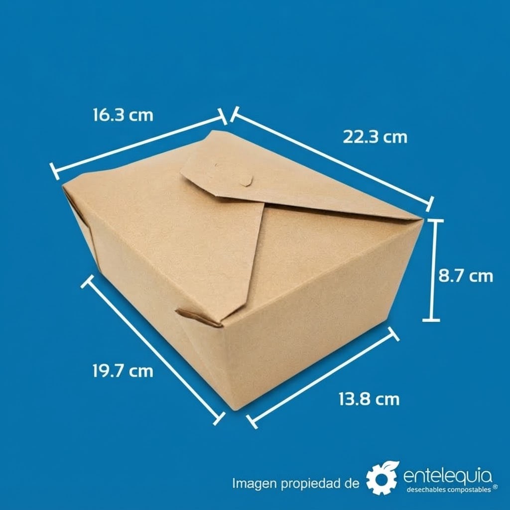 Caja de Papel Kraft Biodegradable para Alimentos |96 oz
