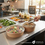 Tapa Compostable de PLA para Contenedor Kraft | 43 Oz