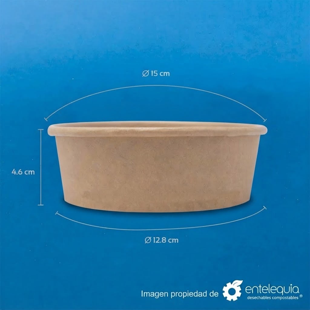 Contenedor de Papel Kraft con Recubrimiento Interno de PLA | 16 Oz