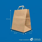 Bolsa de Papel Kraft Biodegradable con Asa Plana | 25cm x17cm