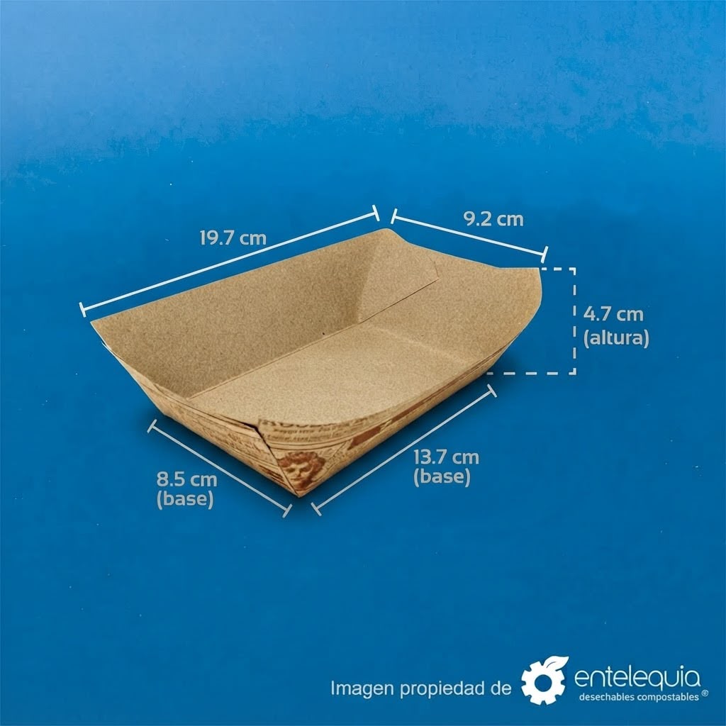 Charola Kraft Biodegradable para Snacks | 19.7 cm