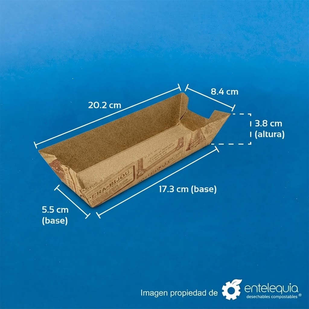 Charola Kraft para Hot Dog y Tacos | 20cm