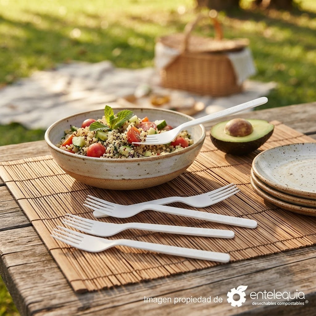 Tenedor Biodegradable de CPLA Blanco | 7"