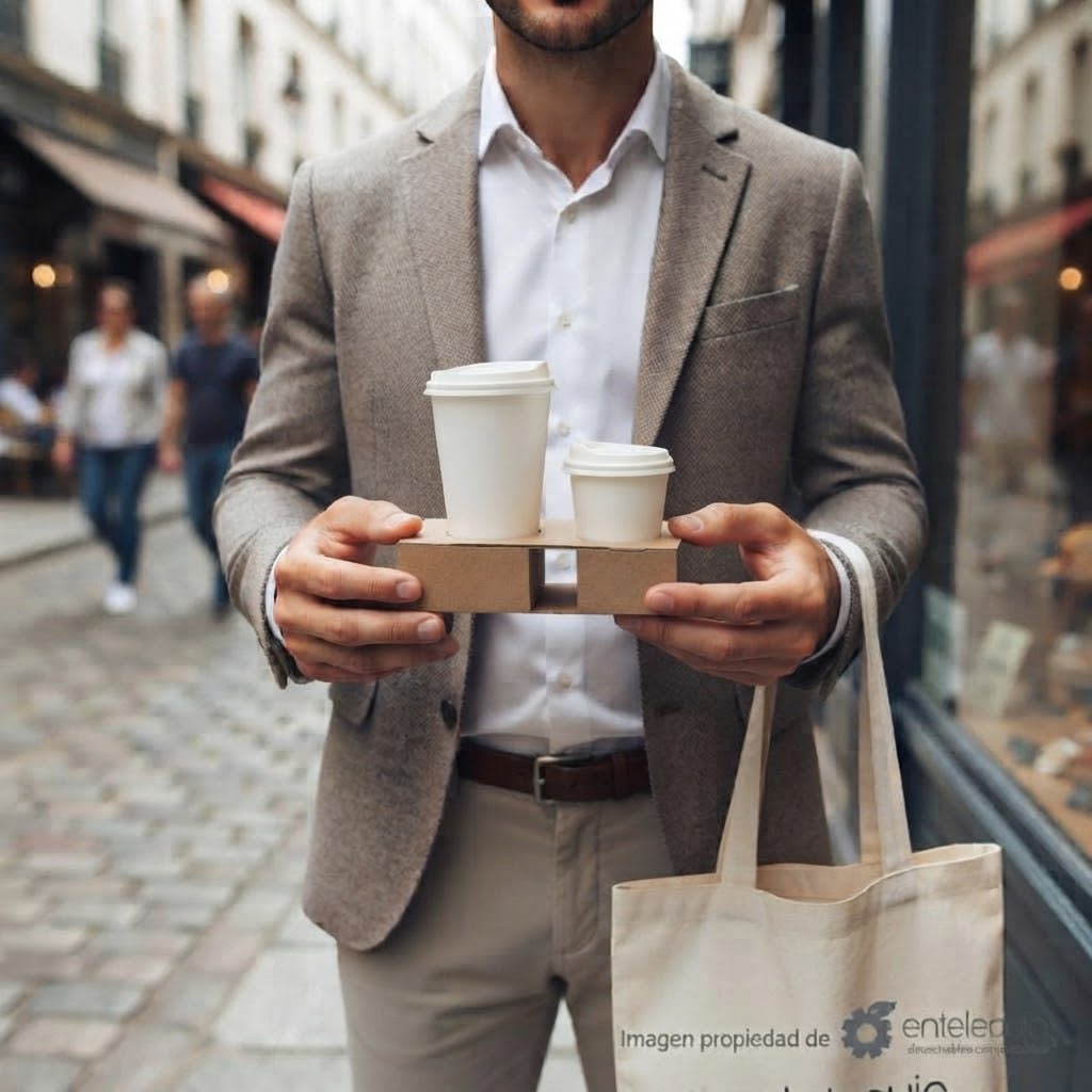 Portavasos de Fibra Reciclada para 2 Vasos | 8 a 20 oz