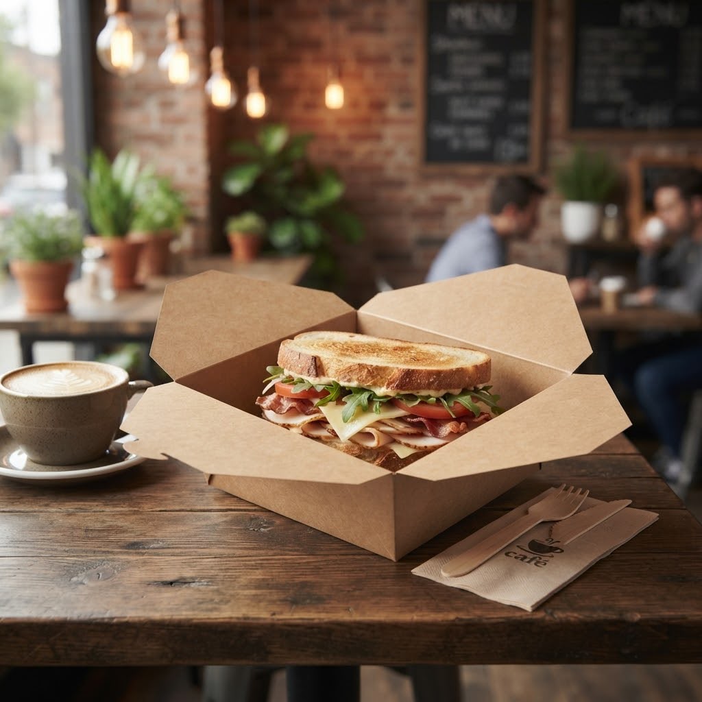 Caja de Papel Kraft Biodegradable para Alimentos | 66 oz
