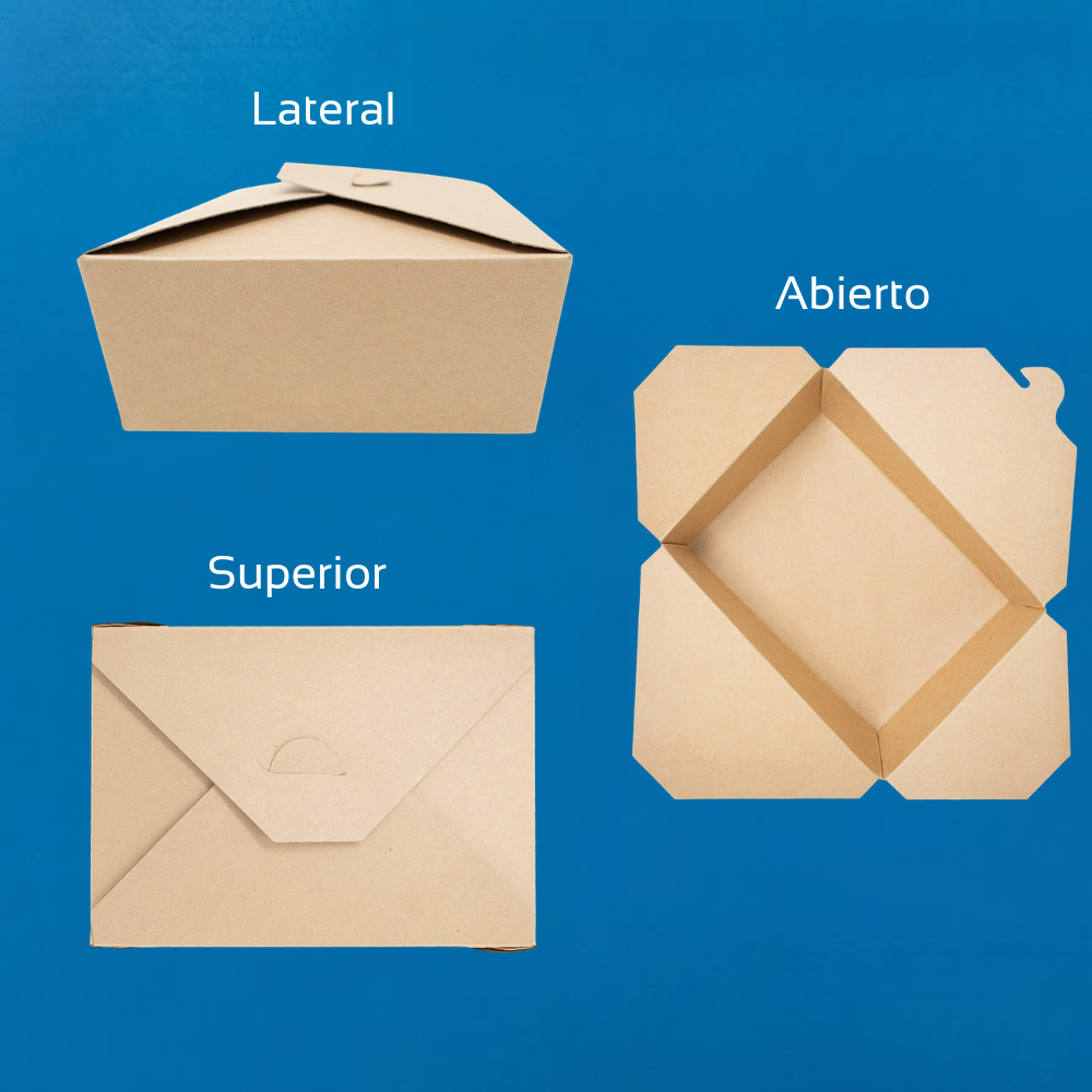 Caja de Papel Kraft Biodegradable para Alimentos | 66 oz