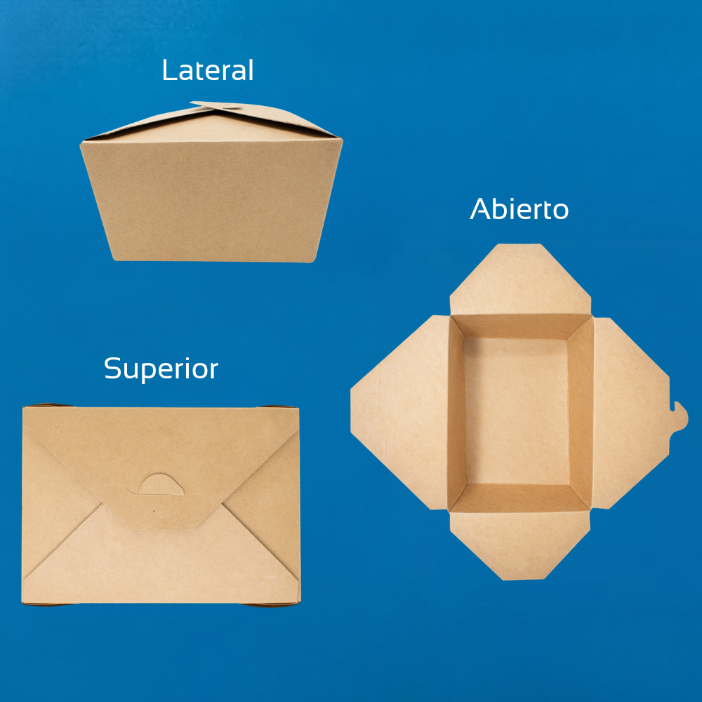 Caja de Papel Kraft Biodegradable para Alimentos |96 oz