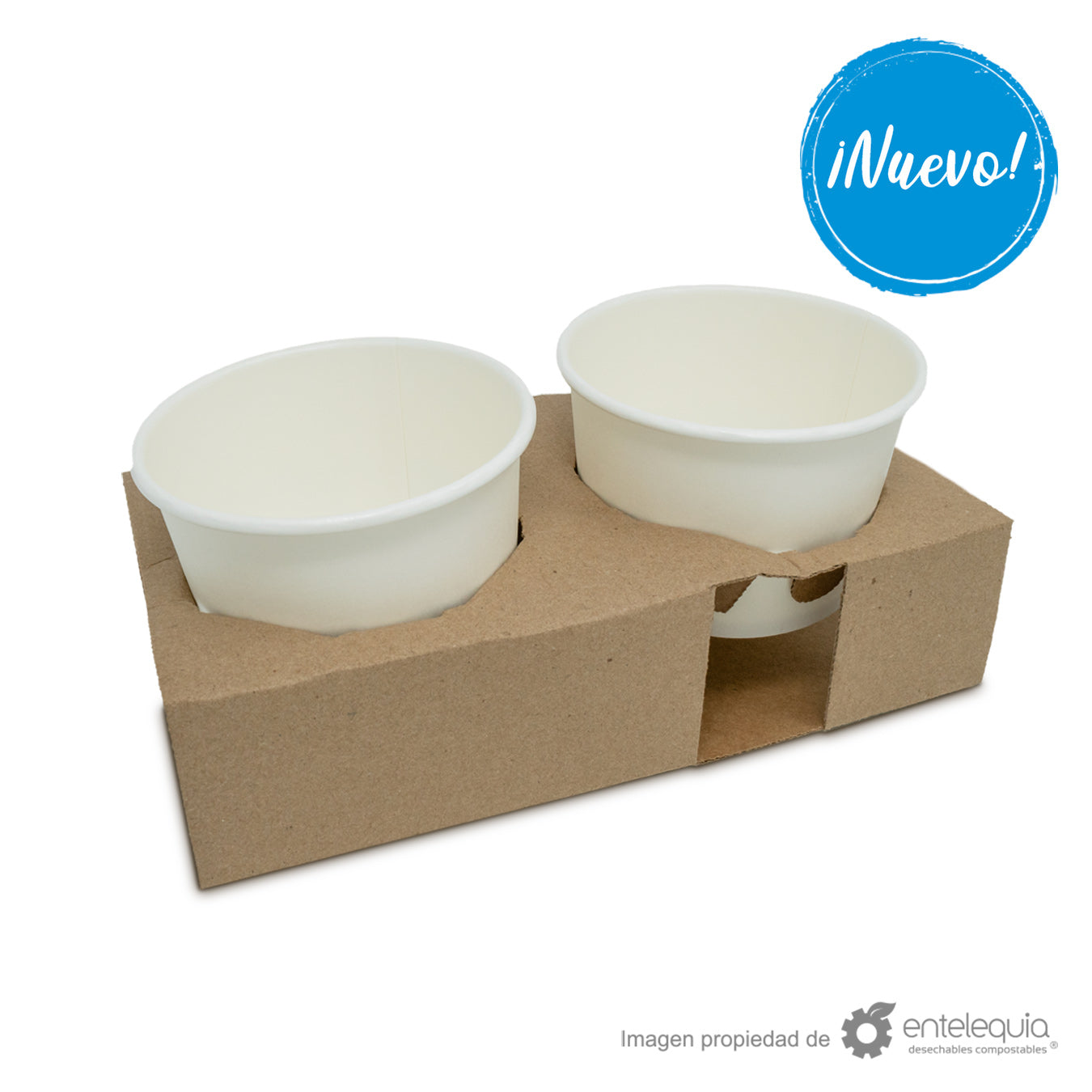 Portacontenedores de kraft de 2 divisiones para CB PLA 12 y 16 oz