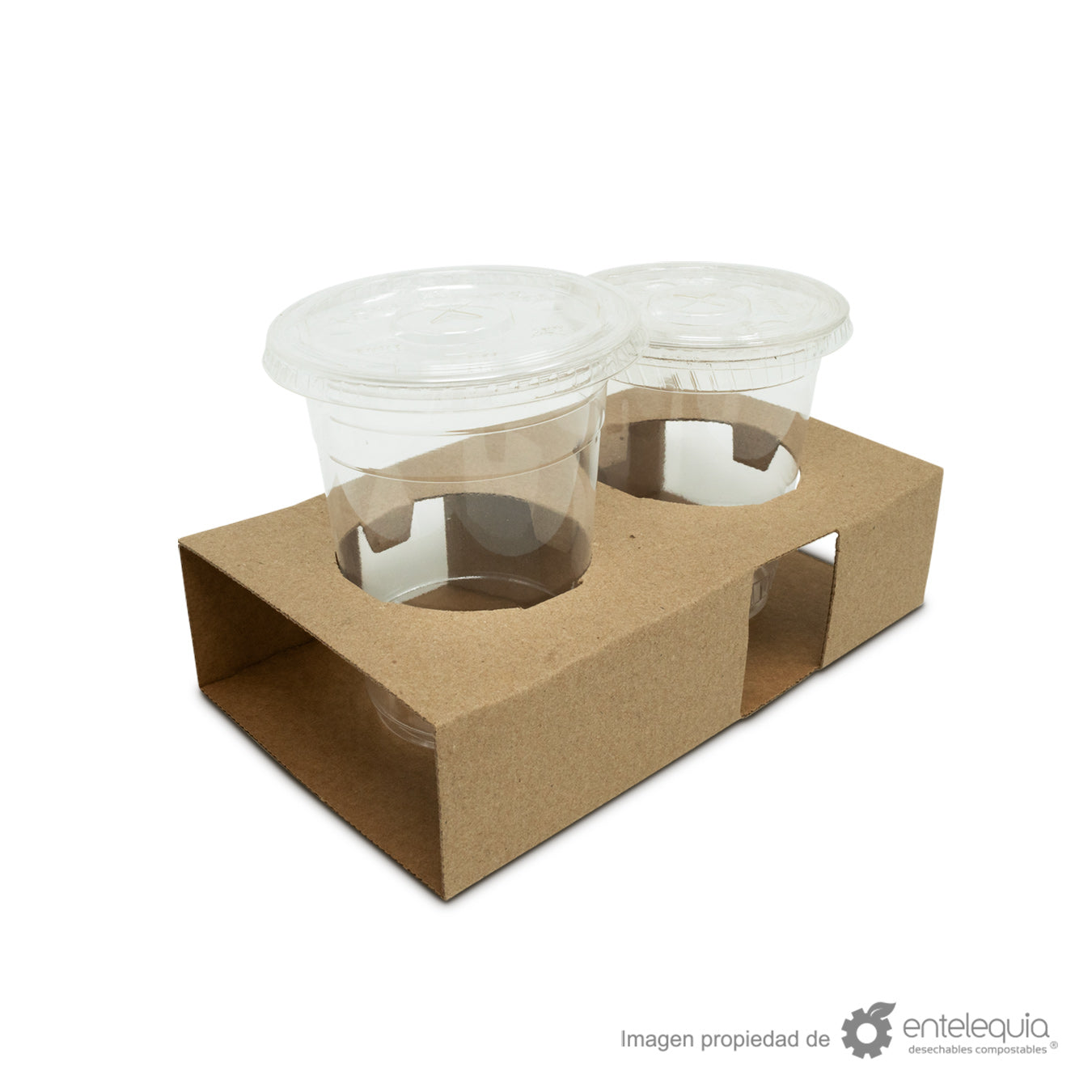 Portavasos de kraft de 2 divisiones vasos 8 a 20 oz