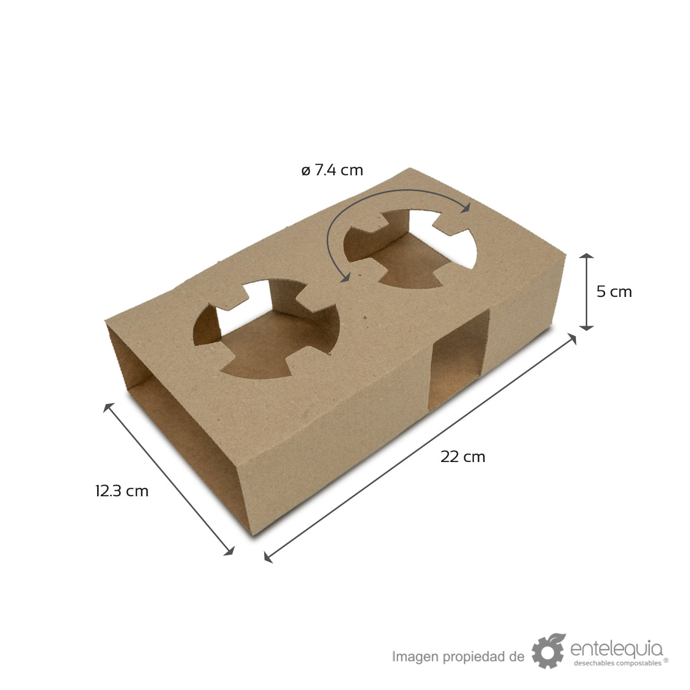 Portavasos de kraft de 2 divisiones vasos 8 a 20 oz