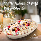 Contenedor Paja de Trigo Para Alimentos Ovalado 24oz - Desechables Biodegradable Entelequia 400 pzas