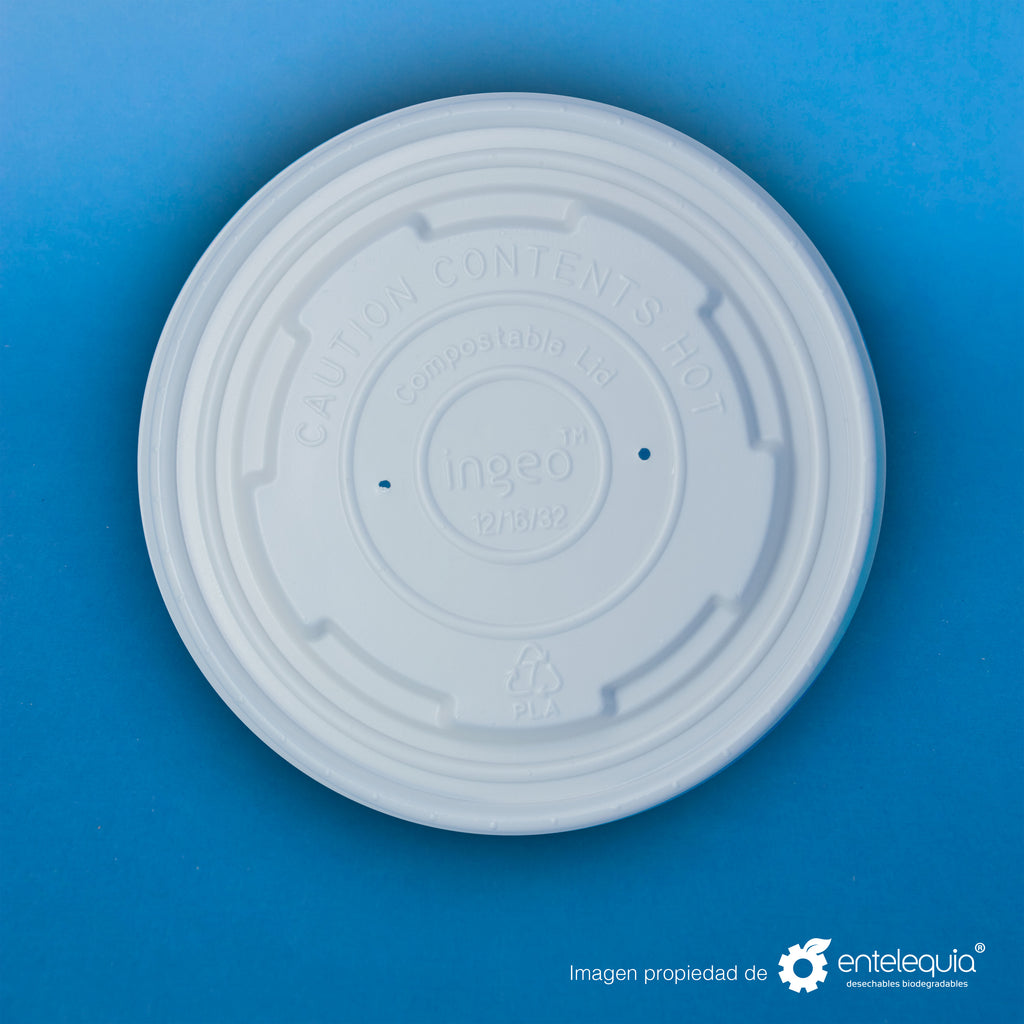 Tapa contenedor de PLA 12-32oz TCPLA12-32 - Desechable Biodegradable Entelequia