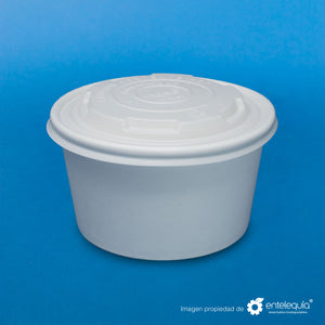 Contenedor para Sopa 12oz Papel Blanco CBPLA12 - Desechables Biodegradables Entelequia®