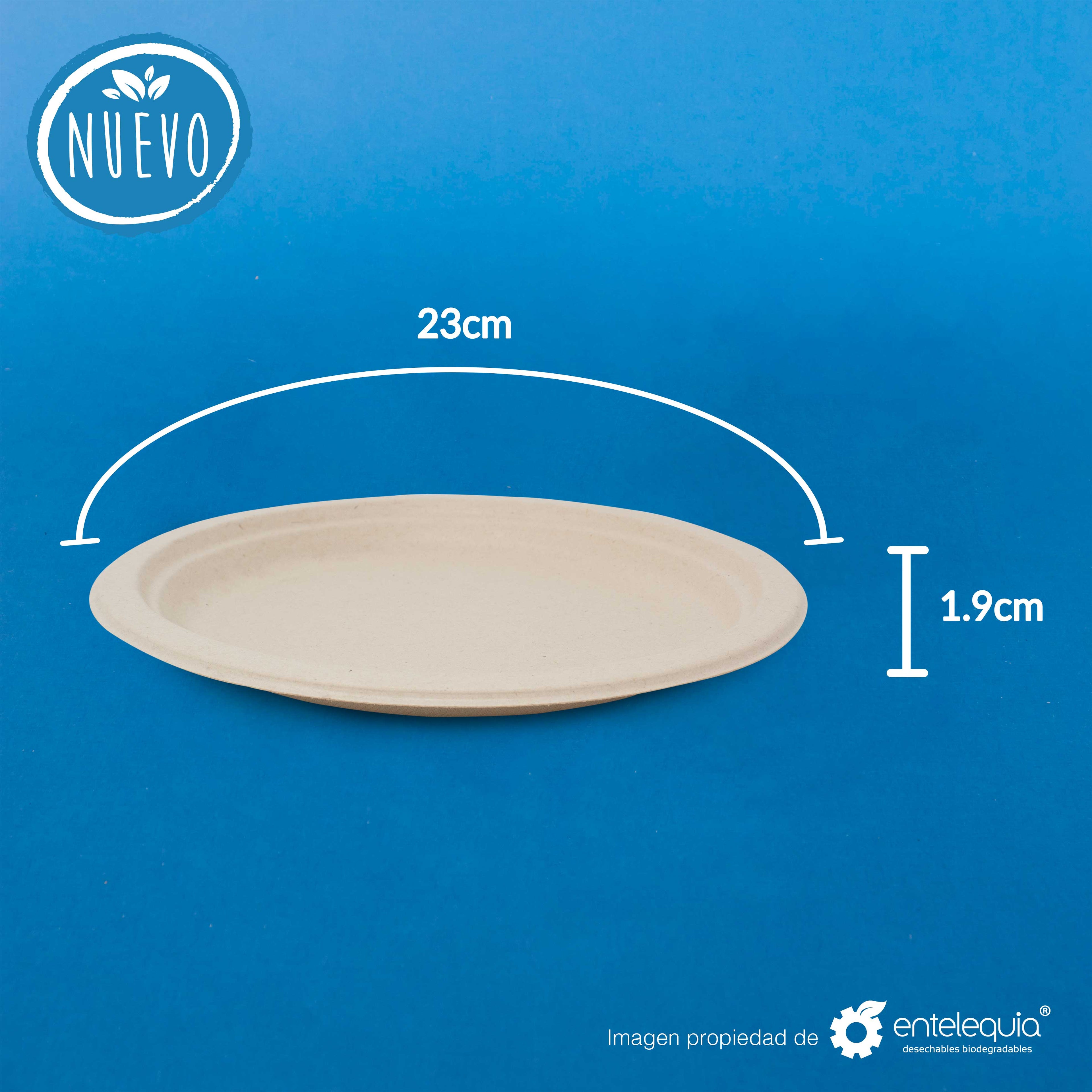 Plato liso de 9 pulgadas de Paja de Trigo- Desechable Biodegradable Entelequia®