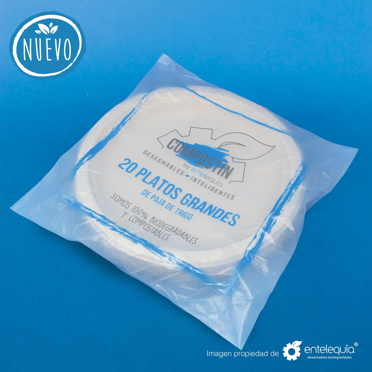 Plato liso de 9 pulgadas de Paja de Trigo- Desechable Biodegradable Entelequia®