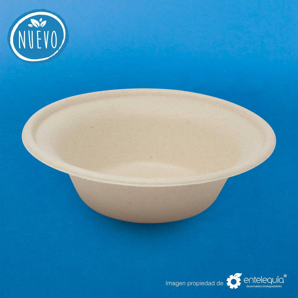 Tazón Paja de Trigo 12oz Compostín código T12-20-R - Desechable Biodegradable Entelequia®