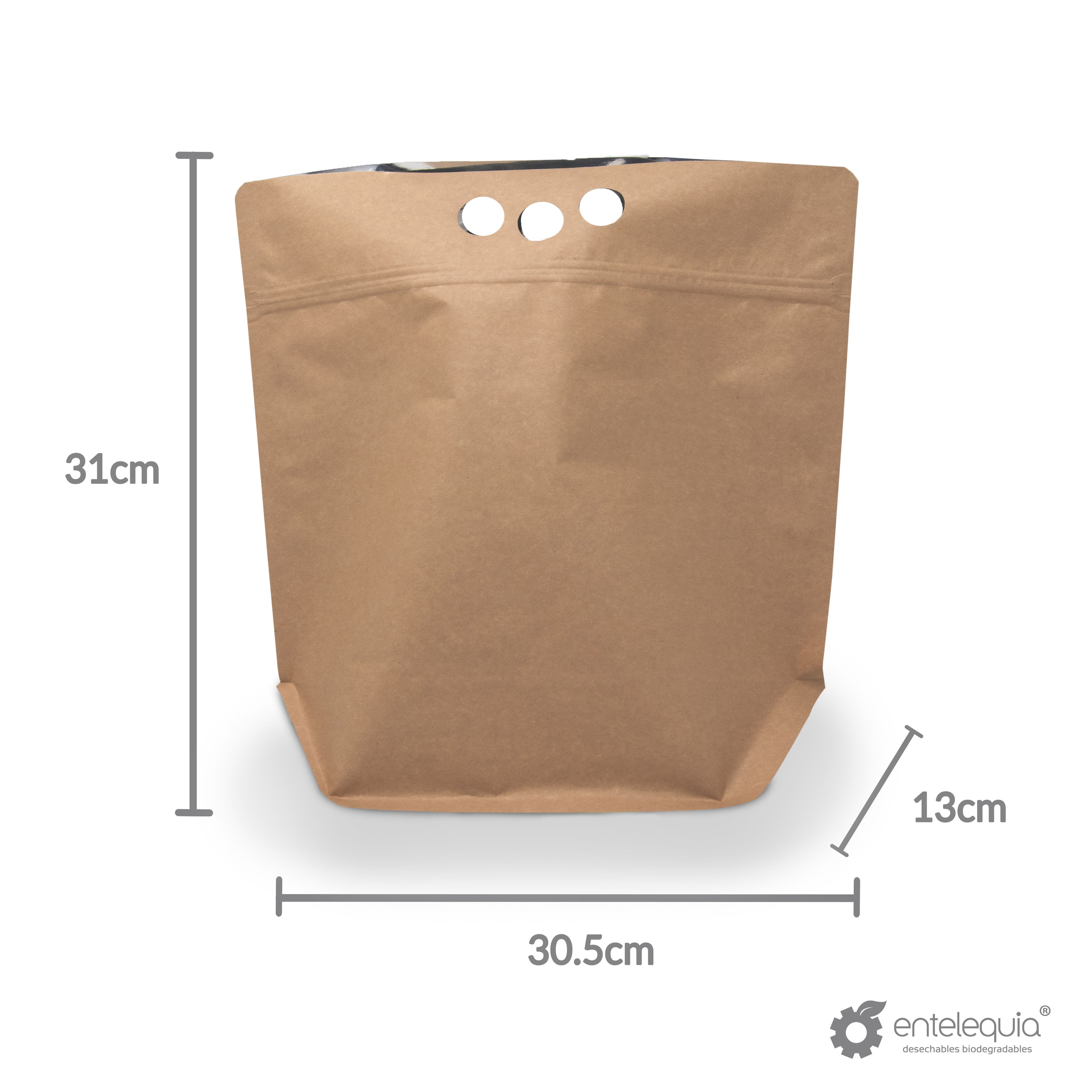 Bolsa Maleta Extra Grande Metalizada con abre/cierra BMEG - Desechables Biodegradables Entelequia® 500 pzas